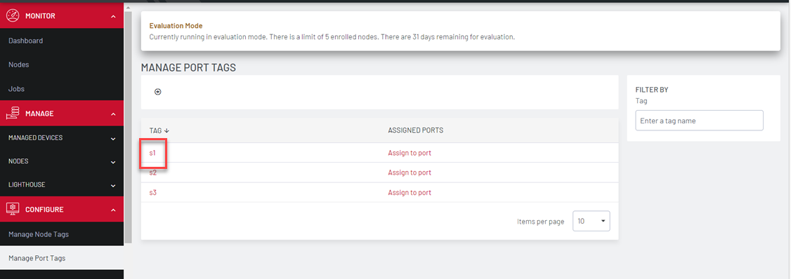 Image of Lighthouse UI showing how to edit port tags